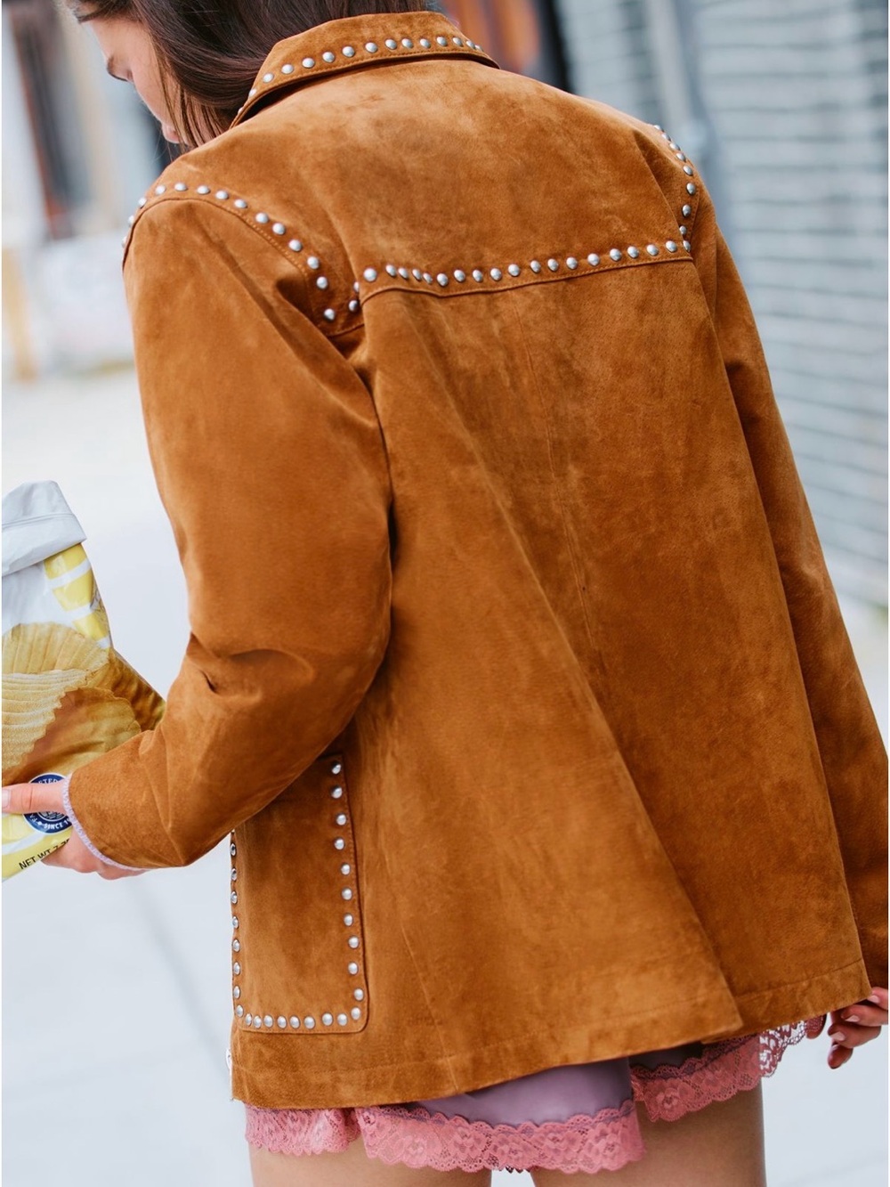 NWT Anthropologie x BLANKNYC Real Suede Studded Jacket in Roasted Walnut Size M - Picture 6 of 13